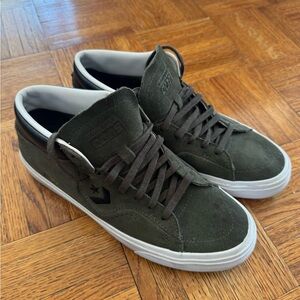 Converse Olive Suede Low-Top Sneakers with White Sole